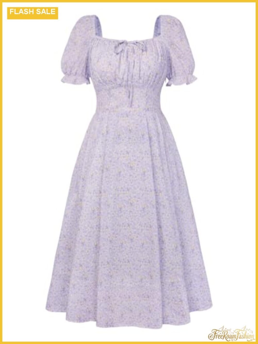 Cottagecore Floral A-Line Dress with Pockets for Women